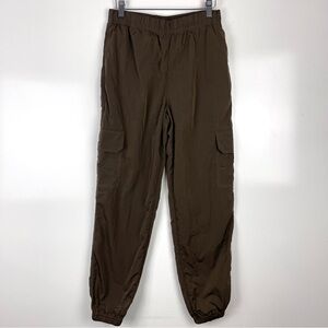 Good American Cargo Jogger Pants Nylon Mocha Brown Women's Size 1 Small Sporty